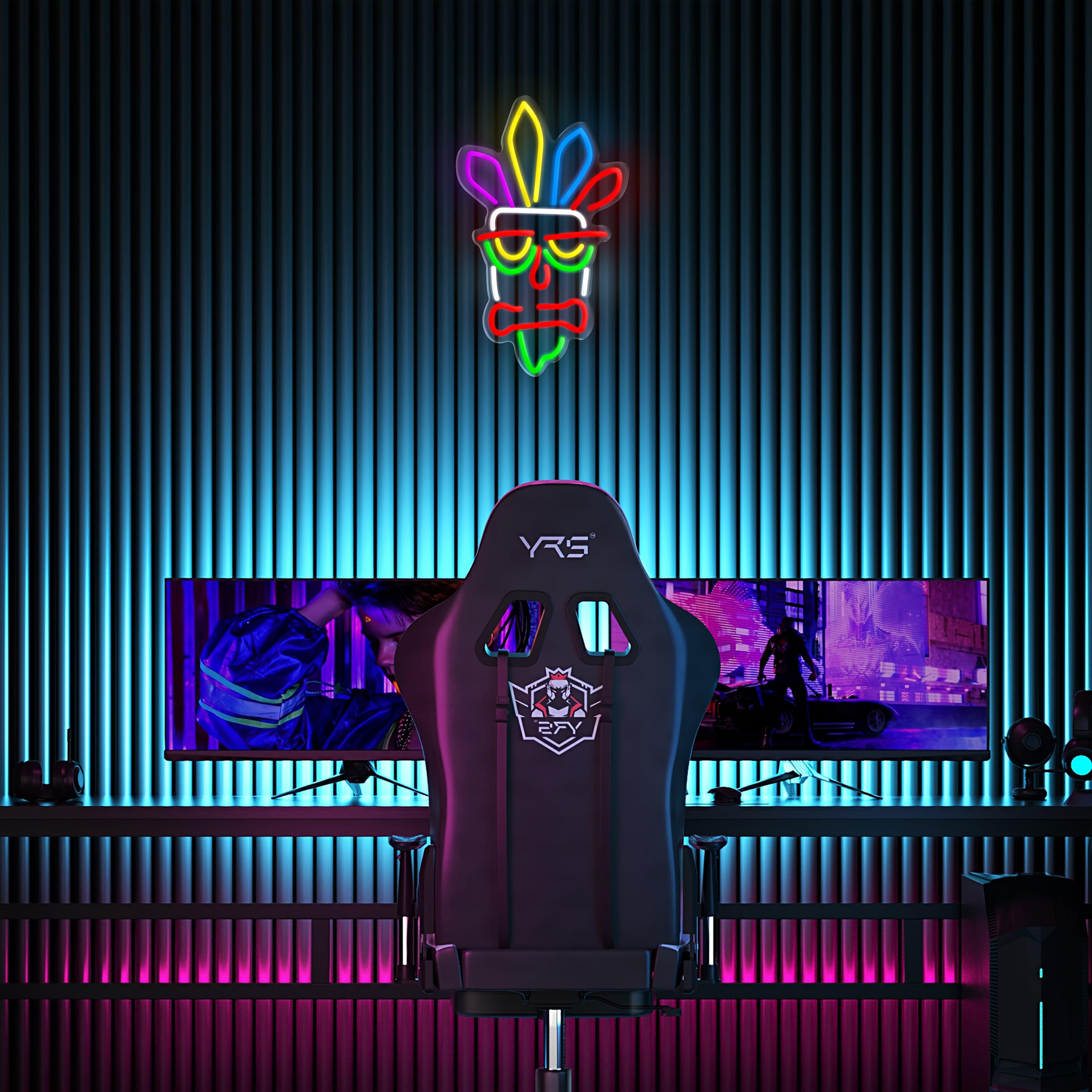 Crash Bandicoot inspired Neon Tiki Mask