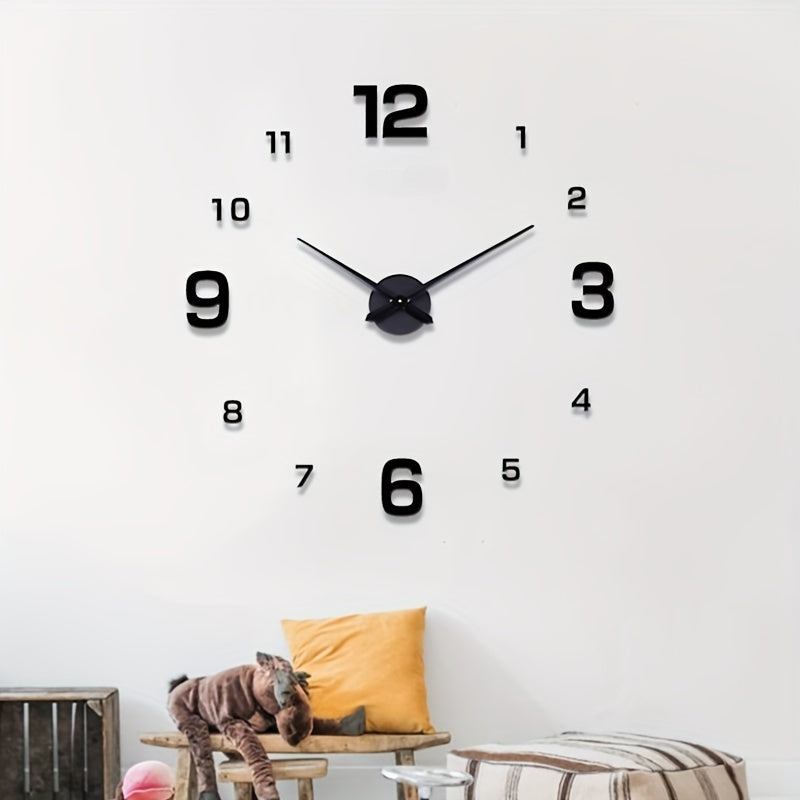 Minimal Frameless Silent Wall Clock - Black or Silver