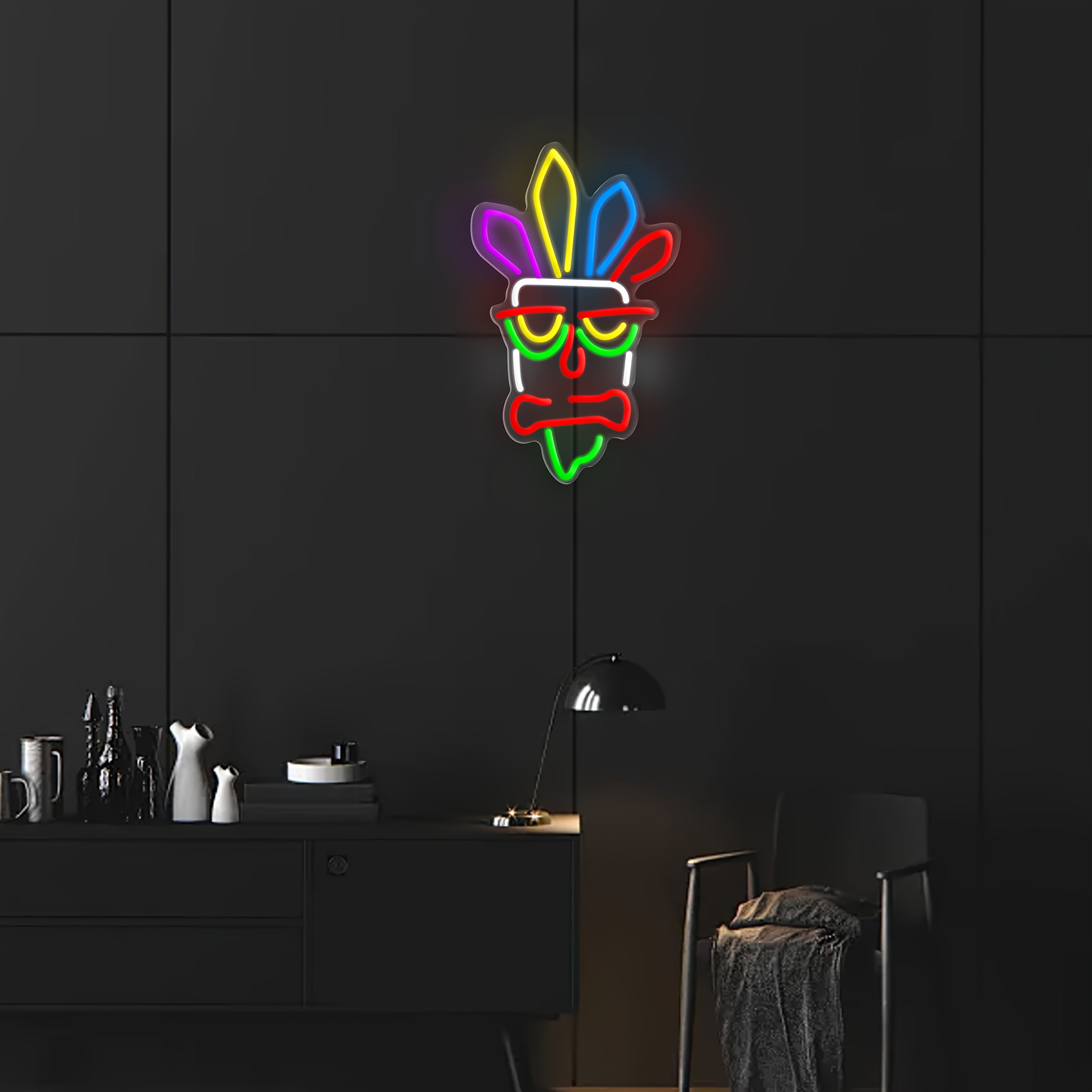 Crash Bandicoot inspired Neon Tiki Mask