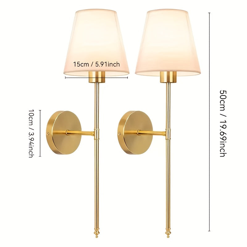 Set of 2 Black or Gold Wall Sconce - Rechargeable