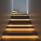 Modern staircase with built-in lighting in a minimalistic setting