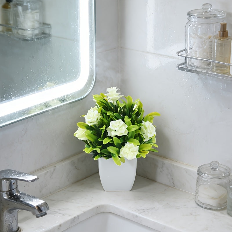 Set of 4 Flower Plants & white pots