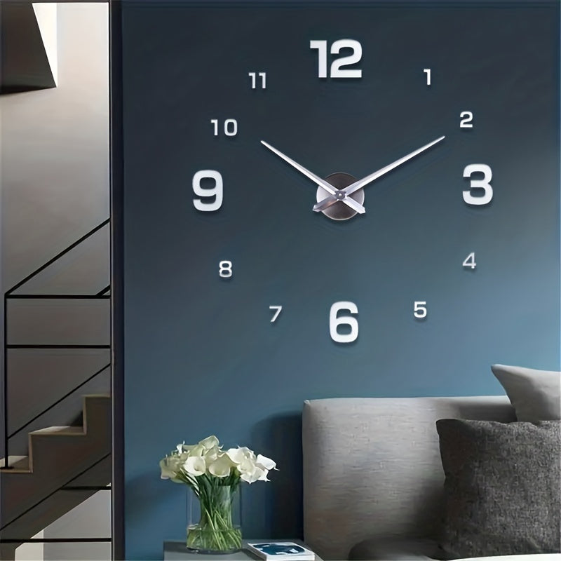 Minimal Frameless Silent Wall Clock - Black or Silver