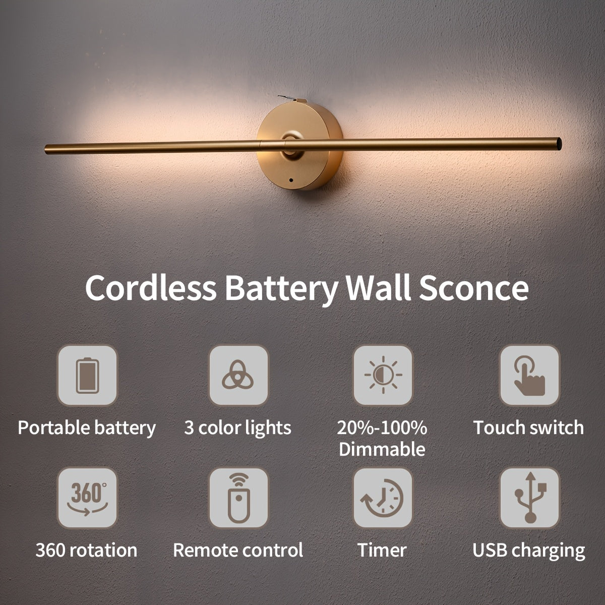 80cm Modern Rechargeable wall sconce.