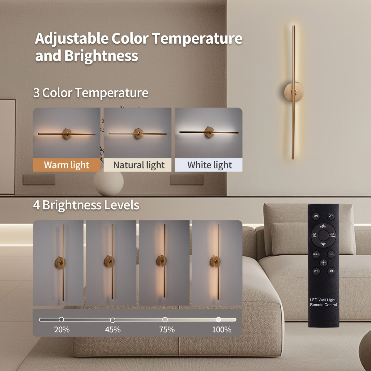 80cm Modern Rechargeable wall sconce.