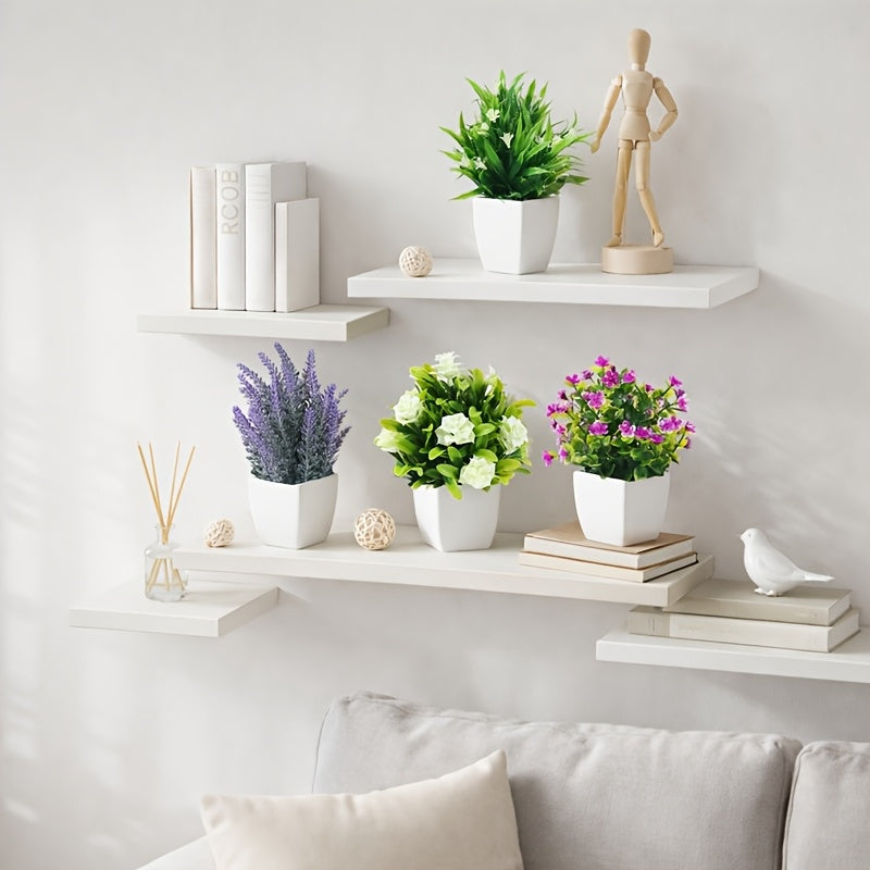 Set of 4 Flower Plants & white pots