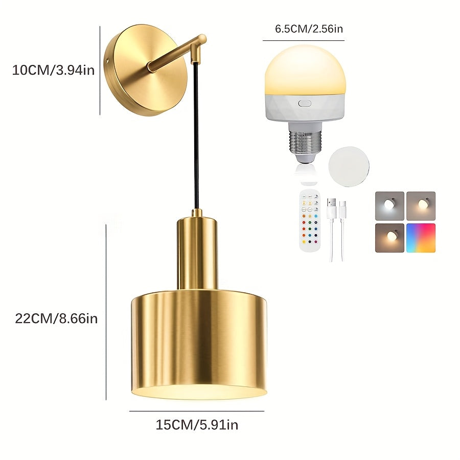 Black or Gold RGB Wall sconce - Battery Powered