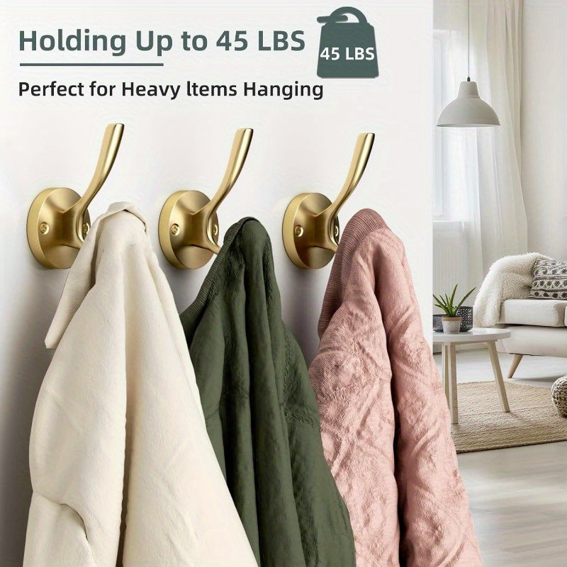 4 Pack Heavy Duty Brushed Golden Wall Hooks