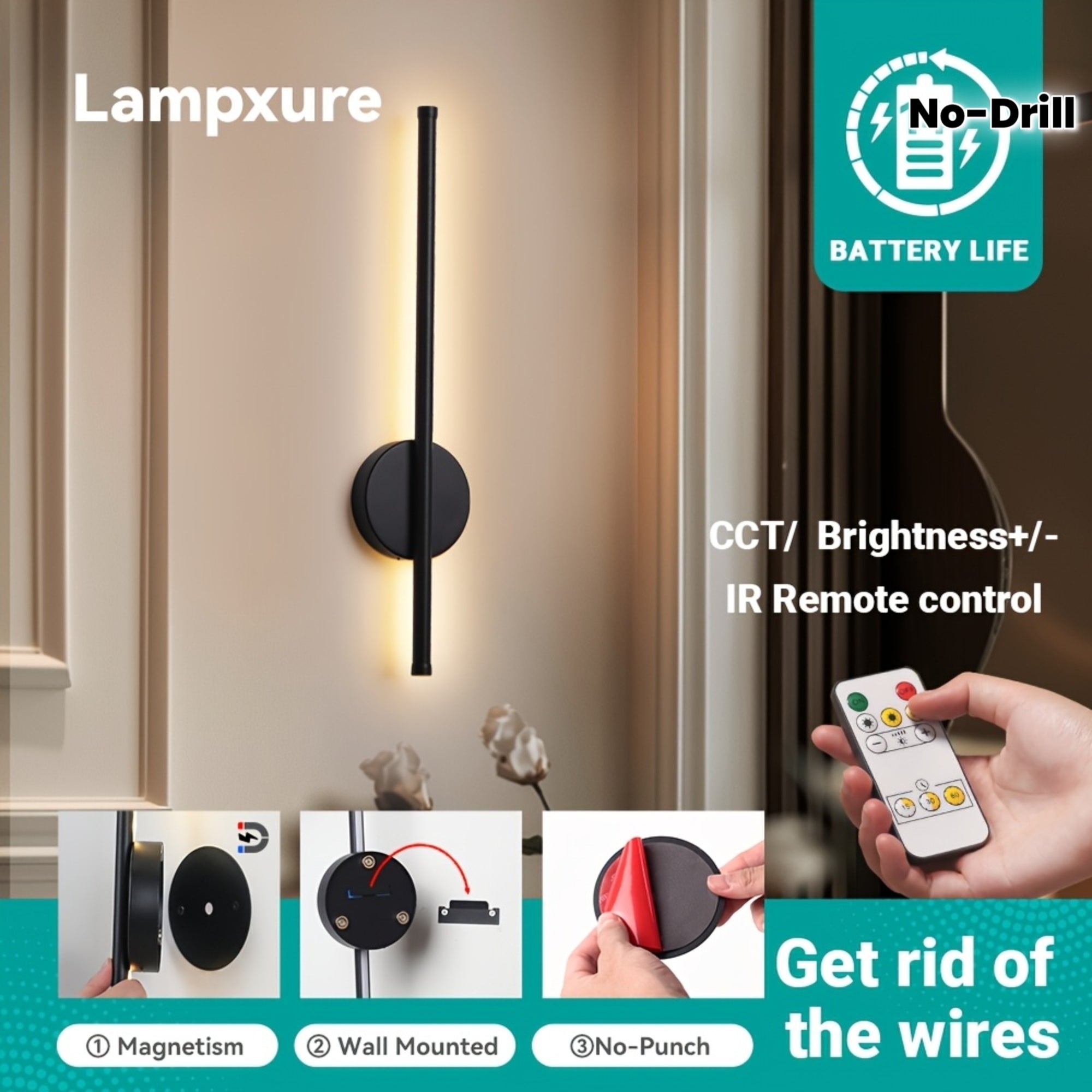 50cm Type-C Rechargeable Wall Light - Modern Minimalist.