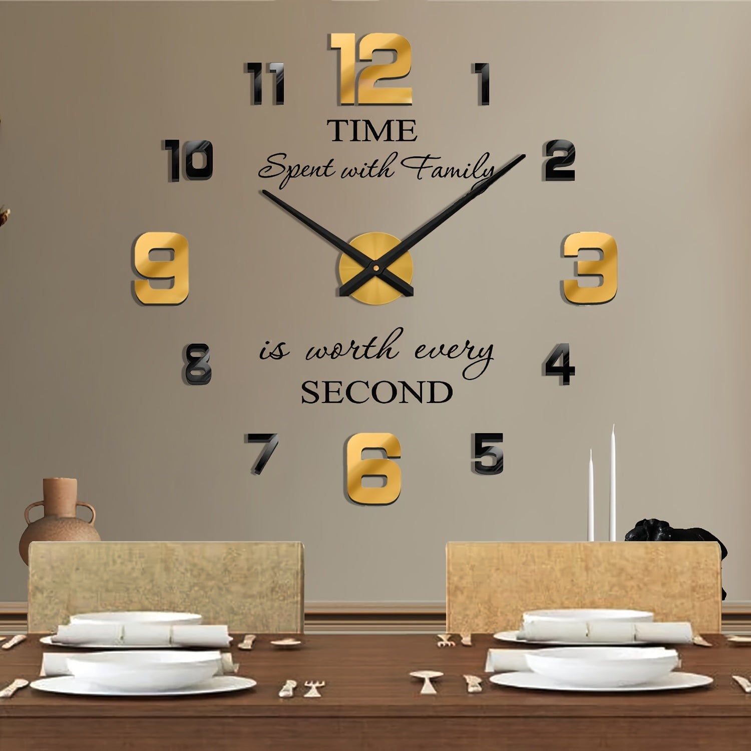 Black Gold frameless wall clock