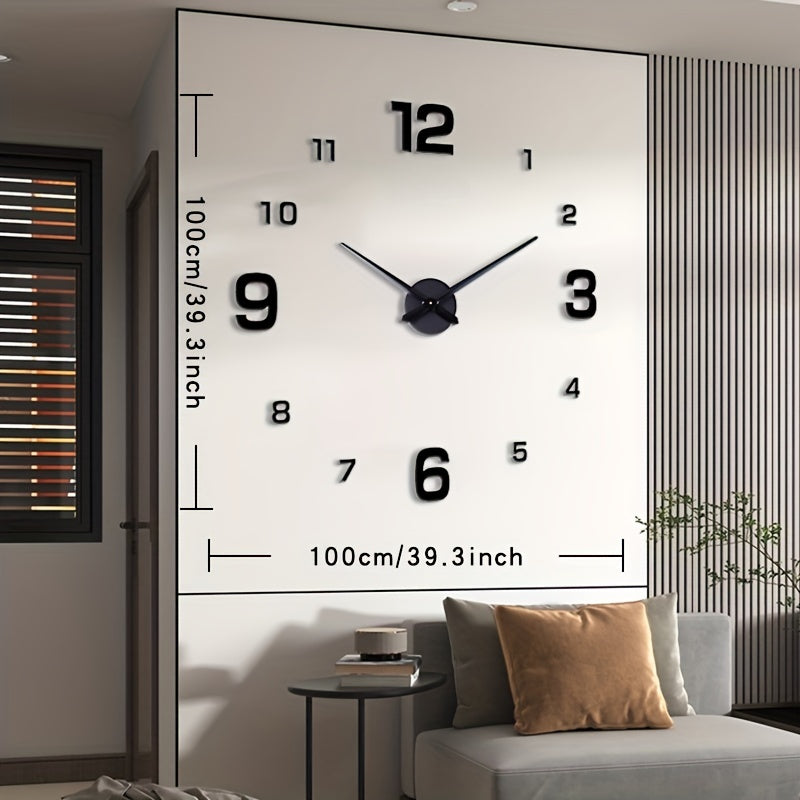 Minimal Frameless Silent Wall Clock - Black or Silver