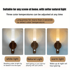 Three wall lights with different color temperatures labeled 'White Light', 'Natural Light', and 'Warm Light' on a black background.