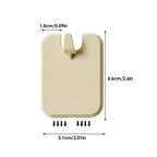 Beige hook with dimensions labeled on a white background