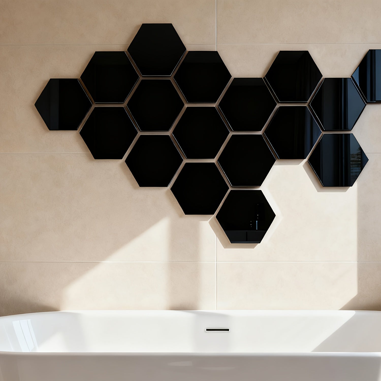 Black Mirror Hexagons - 18pcs