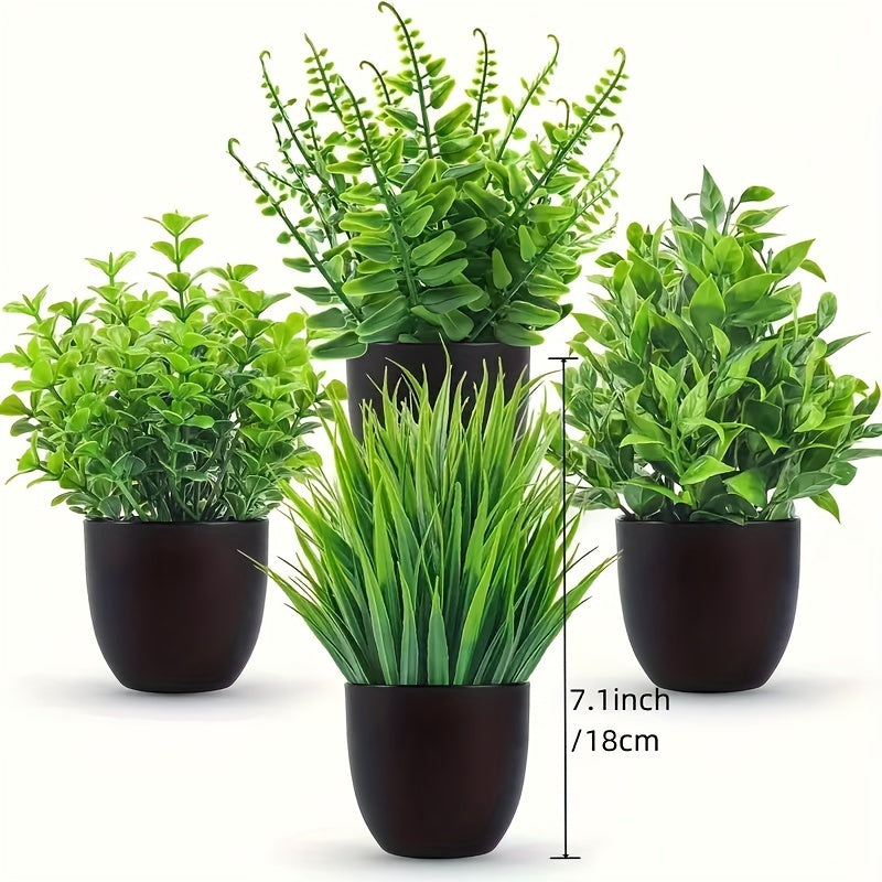 4 Green plants - Black or White Pots