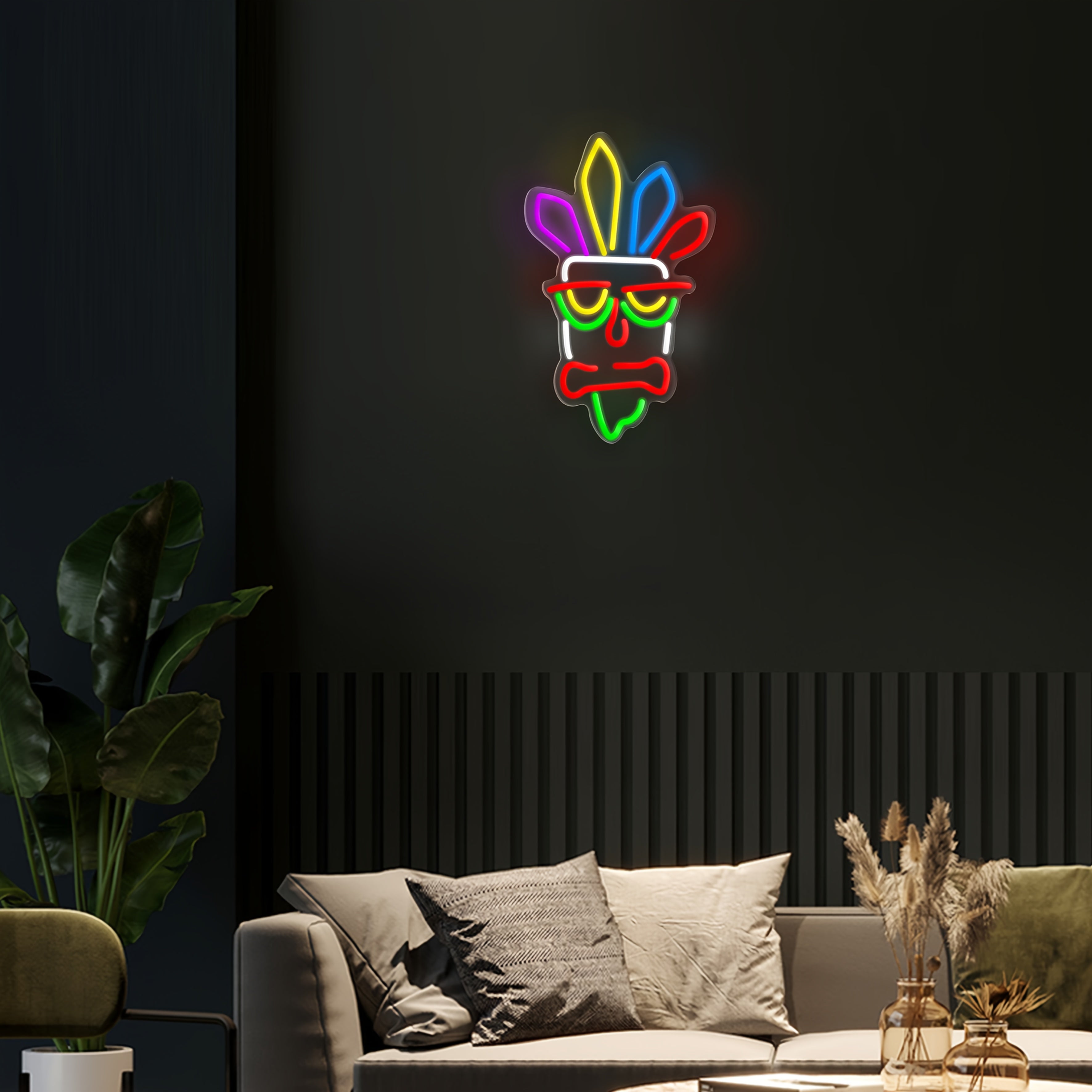 Crash Bandicoot inspired Neon Tiki Mask