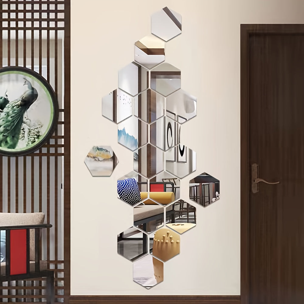 24pcs Hexagon Acrylic Polished Plastic Mirrors