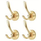 4 Pack Heavy Duty Brushed Golden Wall Hooks