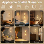 Collage of various indoor settings with wall lights labeled for different rooms.