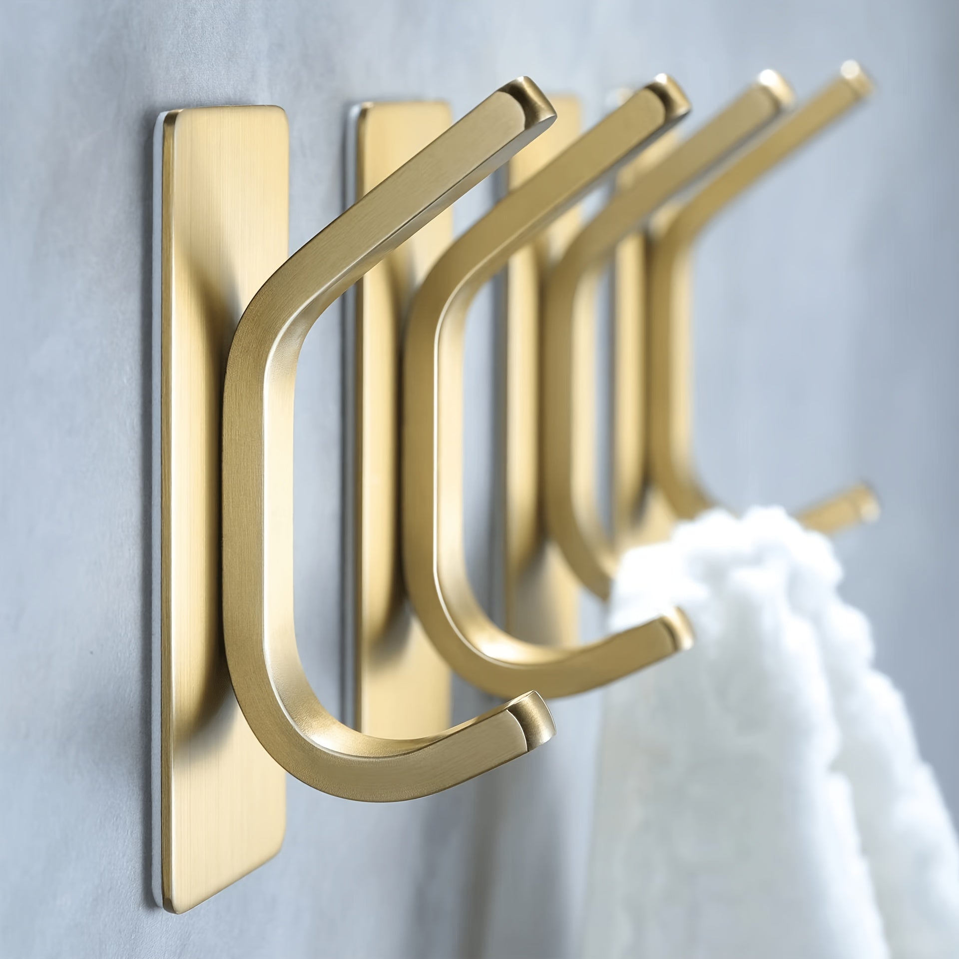 Brushed Gold Adhesive Hooks - Set of 3