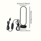 Black LED desk lamp with dimensions labeled on a white background