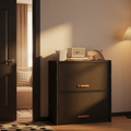 an aesthetic black fabric shoe racke in an entry way